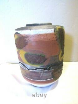 Vintage Walter Dexter Original Stoneware Studio Pottery Vase-L-9 x 6.5-Signed