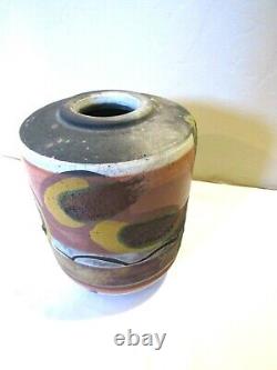 Vintage Walter Dexter Original Stoneware Studio Pottery Vase-L-9 x 6.5-Signed