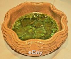 Vintage Waylande Gregory Pottery Bowl Studio Sculpture Fused Glass Compote Plate