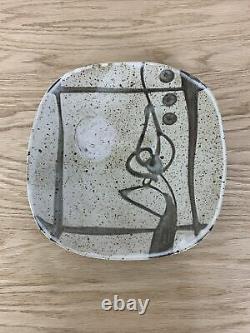 Vintage Wayne Ngan studio pottery footed plate platter dish Canadian ceramic art
