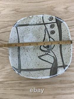 Vintage Wayne Ngan studio pottery footed plate platter dish Canadian ceramic art
