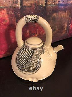 Vintage Whimsical Studio Pottery Art Design Dimpled Teapot Signed Very Rare