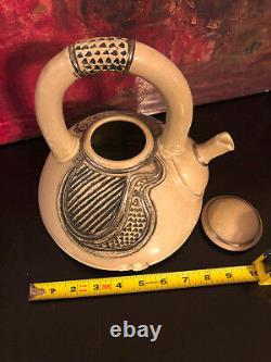 Vintage Whimsical Studio Pottery Art Design Dimpled Teapot Signed Very Rare