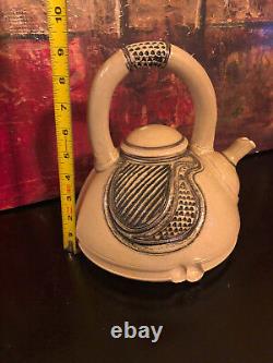 Vintage Whimsical Studio Pottery Art Design Dimpled Teapot Signed Very Rare
