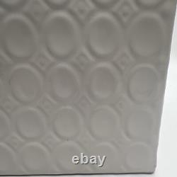 Vintage White Ceramic Mod Geometric Cube Vase Oval Print Glazed 8x8 Square Box
