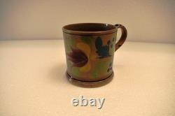 Vintage White Ceramic Mug Floral Hand Painted Leaf Berry Design Studio PotteryR