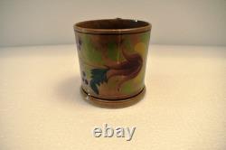Vintage White Ceramic Mug Floral Hand Painted Leaf Berry Design Studio PotteryR