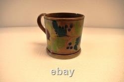 Vintage White Ceramic Mug Floral Hand Painted Leaf Berry Design Studio PotteryR