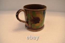 Vintage White Ceramic Mug Floral Hand Painted Leaf Berry Design Studio PotteryR