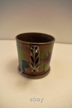 Vintage White Ceramic Mug Floral Hand Painted Leaf Berry Design Studio PotteryR