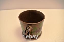 Vintage White Ceramic Mug Floral Hand Painted Leaf Berry Design Studio PotteryR