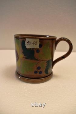 Vintage White Ceramic Mug Floral Hand Painted Leaf Berry Design Studio PotteryR