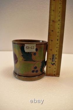 Vintage White Ceramic Mug Floral Hand Painted Leaf Berry Design Studio PotteryR