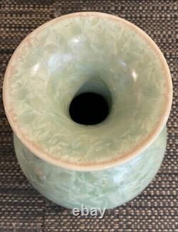 Vintage Xavier Gonzalez California Studio Pottery Green Crystalline Vase, Signed