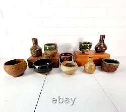 Vintage Yunomi Style Drinkware Set Japanese Studio Pottery Tea Cup (10) Set No. 3