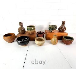 Vintage Yunomi Style Drinkware Set Japanese Studio Pottery Tea Cup (10) Set No. 3
