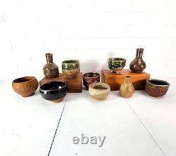 Vintage Yunomi Style Drinkware Set Japanese Studio Pottery Tea Cup (10) Set No. 3