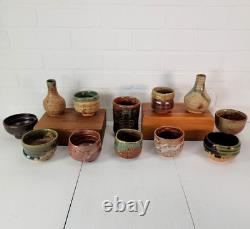 Vintage Yunomi Style Drinkware Set Japanese Studio Pottery Tea Cup (12) Set No. 1