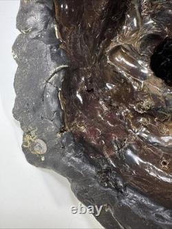 Vintage brutalist studio pottery seated Asian monk with pointed hat signed