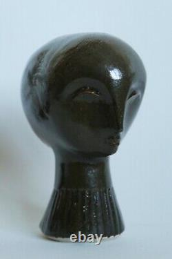 Vintage ceramic sculpture head of a girl by Alan Brough modernist mid century