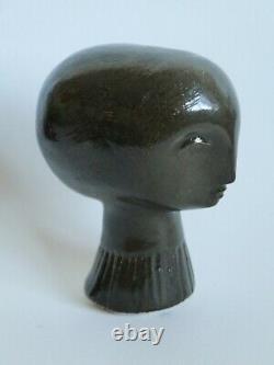 Vintage ceramic sculpture head of a girl by Alan Brough modernist mid century