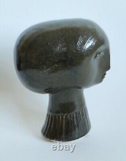 Vintage ceramic sculpture head of a girl by Alan Brough modernist mid century