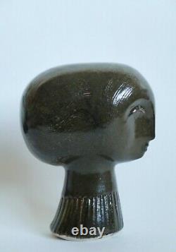 Vintage ceramic sculpture head of a girl by Alan Brough modernist mid century