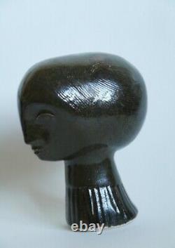 Vintage ceramic sculpture head of a girl by Alan Brough modernist mid century