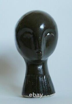 Vintage ceramic sculpture head of a girl by Alan Brough modernist mid century