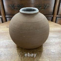 Vintage hand thrown studio pottery round sphere vase C Lambert SIGNED