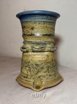 Vintage handmade Wayne Cardinalli studio Brutalist art pottery vase sculpture