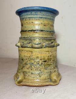 Vintage handmade Wayne Cardinalli studio Brutalist art pottery vase sculpture