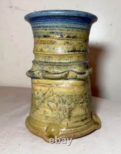 Vintage handmade Wayne Cardinalli studio Brutalist art pottery vase sculpture