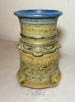 Vintage handmade Wayne Cardinalli studio Brutalist art pottery vase sculpture