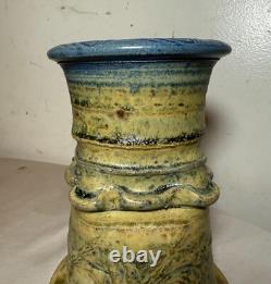 Vintage handmade Wayne Cardinalli studio Brutalist art pottery vase sculpture