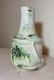 Vintage handmade studio green white Brutalist signed art pottery vase sculpture