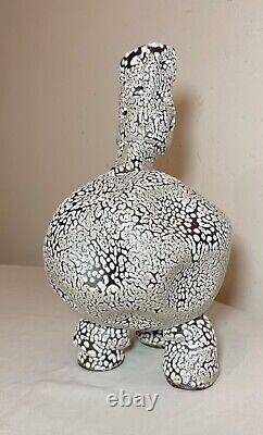 Vintage handmade unusual 2013 LSG sculpture pottery footed studio vase Slackware