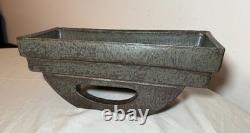Vintage mid century modern handmade green studio cubist pottery planter pot vase
