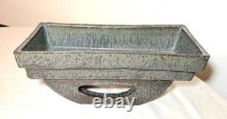Vintage mid century modern handmade green studio cubist pottery planter pot vase