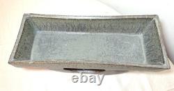 Vintage mid century modern handmade green studio cubist pottery planter pot vase