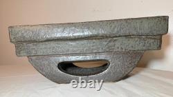 Vintage mid century modern handmade green studio cubist pottery planter pot vase