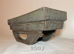 Vintage mid century modern handmade green studio cubist pottery planter pot vase