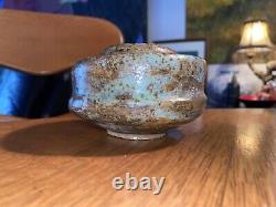 Vintage studio art Miniature pottery vase signed MLM