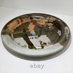 Vintage studio art glazed pottery signed plate/charger Vintage studio art glazed pottery signed plate/charger