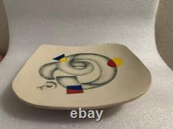 Vintage studio art hand painted pottery signed plate
