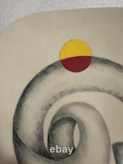 Vintage studio art hand painted pottery signed plate