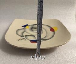 Vintage studio art hand painted pottery signed plate