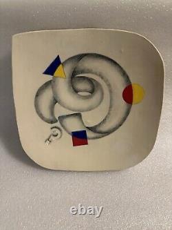 Vintage studio art hand painted pottery signed plate