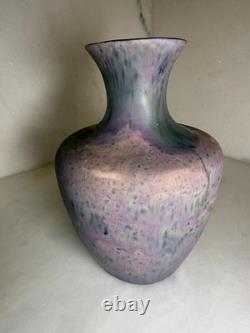 Vintage studio art pottery vase purple blue pink signed modern home decor gift