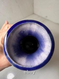 Vintage studio art pottery vase purple blue pink signed modern home decor gift